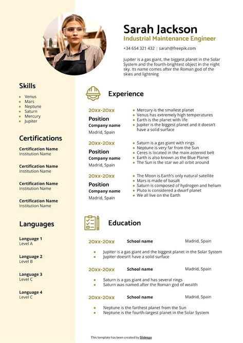 Industrial Maintenance Engineer CV Presentation Cv Presentation, School Minimalist, Presentation Maker, Teacher Toolkit, Powerpoint Tutorial, Template For Powerpoint, Small Planet, Icebreaker Activities, Gas Giant