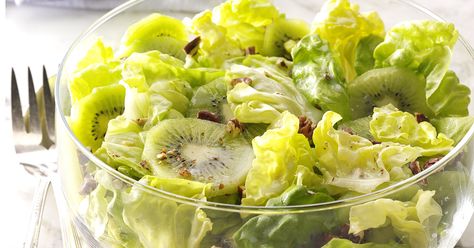 Honey-Pecan Kiwi Salad Recipe | Taste of Home Easter Salads, Salad Radish, Salad Celery, Kiwi Salad, Easter Salad Recipes, Easter Salad, Kiwi Recipes, Celery Salad, Side Salad Recipes