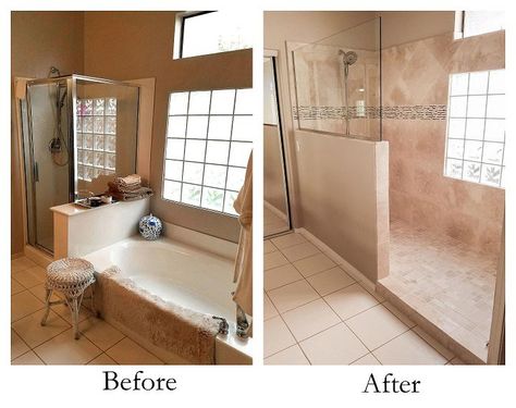 Bathroom Shower Before And After, Bathroom No Tub Master, Master Bath Remodel Remove Tub, Dr Horton Bathroom Remodel, Mobile Home Bathroom Remodel Master Bath Before And After, 90s Master Bath Remodel, Bathroom Remodel Remove Garden Tub, Master Bath Remodel No Tub, Bathroom Layout Without Tub Master Bath