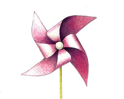 January 10, 2012 - Pinwheel | A Drawing a Day for a Year Painting Kids Furniture, Pin Wheel, Paper Pin, 3d Sketch, Watercolour Inspiration, Color Me Beautiful, January 10, Spring Art, Zen Doodle