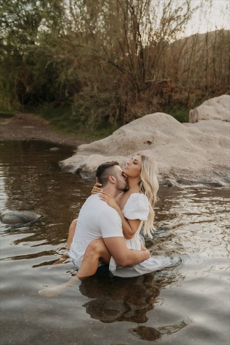 Salt River Mesa Arizona Creative Couples Session Water Lake River Couples Photoshoot Water, Couple River Photoshoot, Couples Creek Photoshoot, Creek Couples Photoshoot, River Couple Photoshoot, River Engagement Pictures, Couple Water Photoshoot, Water Couple Photoshoot, Couple Lake Pictures