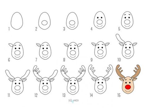 Apprendre à dessiner un renne de Noël Christmas Mad Libs For Kids, Trin For Trin Tegning, Easy Christmas Drawings, Christmas Worksheets, Noel Diy, Christmas Doodles, Pottery Painting Designs, Album Diy, Scrapbook Art