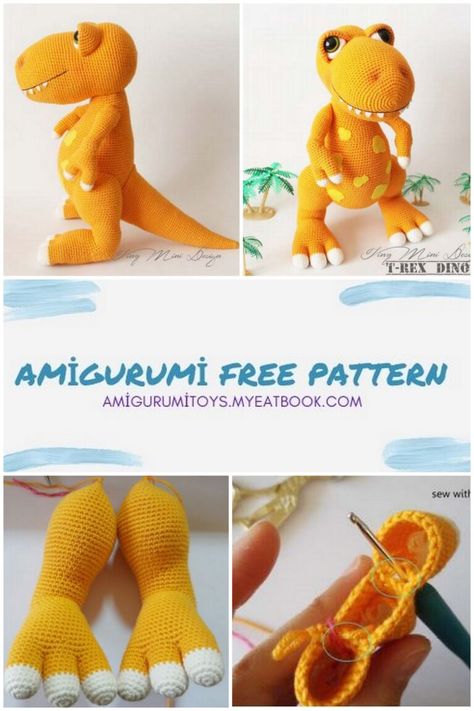 Amigurumi T-rex DINO Free Pattern - amigurumitoys.myeatbook.com Crochet Tapestry Pattern Free, Crochet Tapestry Pattern, Crochet Dinosaur Pattern Free, Butterfly Step By Step, Crochet Dinosaur Patterns, Crochet Dragon Pattern, Butterfly Tutorial, Crochet Doll Tutorial, Crochet Toys Free