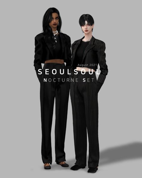 NOCTURNE SET | seoulsoul on Patreon Sims 4 Cc Masculine Female, Scaramouche Sims 4 Cc, Sims 4 Cc Masc Lesbian Clothes, The Sims 4 Cc Male Clothing Patreon, Sims Cc Korean, Sims 4 Female Suit, Mafia Sims 4 Cc, Sims 4 Cc Suits Female, Sims 4 Unisex Cc