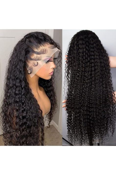 30 Inch Deep Wave Lace Front Wigs Human Hair 180% Density 13x4 HD Transparent Lace Frontal Curly Wigs for Women Glueless Wigs Human Hair Pre Plucked Pre Cut with Baby Hair (30inch,Natural Black) Deep Wave Lace Front Wigs, Glueless Wigs, Lace Front Wigs Human Hair, Curly Lace Front Wigs, Wigs Human Hair, Brazilian Virgin Hair, Frontal Wig, Bleached Hair, Wigs For Women