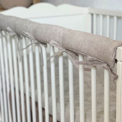 Natural Linen Crib Rail Guard Solid Crib Safety Crib - Etsy UK