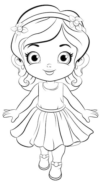 Free vector cute girl in beautiful dress... | Free Vector #Freepik #freevector #cartoon-drawing #girl-drawing #princess-cartoon #cartoon-svg Template Drawing, Cartoon Template, Doll Drawing, Architecture Drawing Art, Shark Party, Drawing Images, Vector Photo, Architecture Drawing, Drawing Art