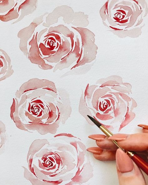 Wonderful Monday, Painting Roses, Diy Watercolor Painting, Watercolor Projects, Watercolor Flower Art, Diy Watercolor, Watercolor Paintings Tutorials, Watercolor Art Lessons, Rose Painting