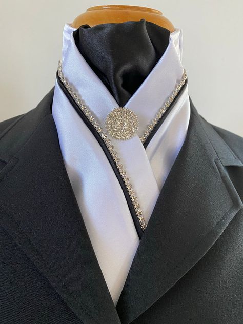 HHD White Satin Dressage Stock Tie with Rhinestones in Black Other Col – Heavenly Horse Designs Dressage Stock Tie, Endurance Saddles, Equestrian Dressage, Stock Tie, Riding Shirts, Saddle Accessories, Saddle Cover, Dressage Saddle, Horse Gear