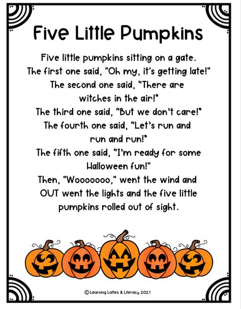 Free Five Little Pumpkins Poem and Activities! Perfect for Halloween week in preschool, kindergarten, or 1st grade!🎃 Five Little Pumpkins Craft, Pumpkin Poem, Kindergarten Poems, Free Poems, Five Little Pumpkins, Halloween Poems, Teacher Tired, Happy Poems, Childrens Poems