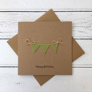 Postcards Diy, Happy Birthday Cards Handmade, Felt Bunting, Rustic Birthday, Name Crafts, New Home Card, Birthday Card Craft, Homemade Birthday Cards, Birthday Postcards