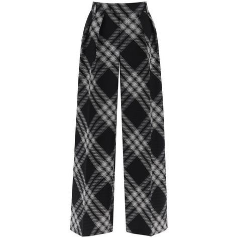 Burberry Palazzo Pants Made Of Wool Twill With An All-Over Faded Check Pattern, Featuring A Wide Cut Enhanced By A Double Front Pleat. They Have A Concealed Zip Closure And Waistband With Hook And Button, Belt Loops, Side French Pockets, And A Back Welt Pocket. The Model Is 177 Cm Tall And Wears A Uk Size 6. Size Type: Uk Material: 100%Wo Sku: 241481dpn000006-B6420 Welcome To The Official Luosophy Poshmark Closet! Luosophy Is A Luxury Brand Reselling Company Founded In San Diego, Ca From 2016. A Womens Wool Dress Pants, Burberry Pants, Burberry Pattern, Womens Palazzo Pants, Burberry Plaid, Navy Dress Pants, Khaki Trousers, Slacks For Women, Green Trousers