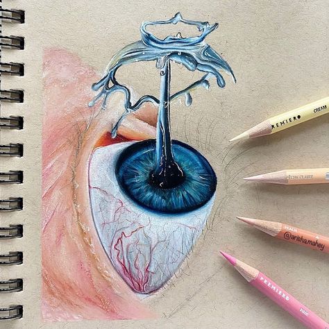 Arisha Mahey on Instagram: “👁 𝓔𝔂𝓮 𝓦𝓘𝓟 👁 Here’s another WIP of the eye drawing, let me know what you think! • • Materials: @prismacolor premier coloured pencils…” Eye Art Drawing Creative, Eye Drawing With Color, Colored Pencil Eye, Colour Sketches, Drawing Prismacolor, Alcohol Based Markers, Butterfly Art Drawing, Pencils Art, Prismacolor Art