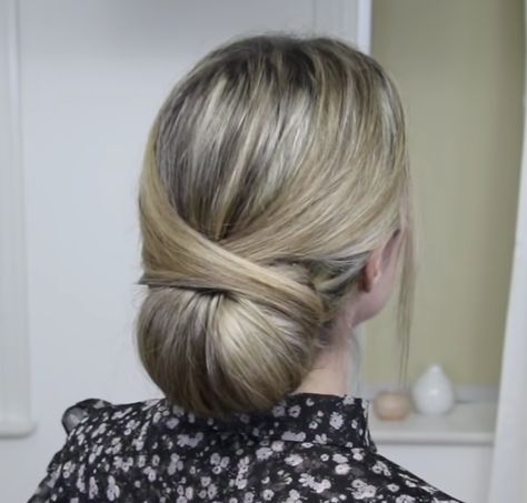 Neat Low Bun Hairstyles, Easy Elegant Low Bun, Simple Low Bun Wedding Hair Tutorials, Perfect Low Bun Tutorials, Easy Elegant Low Bun Tutorial, Elegant Low Bun Tutorial, Low Bun Hairstyles Tutorial, Knotted Bun Tutorial, Bun Hairstyle Tutorial