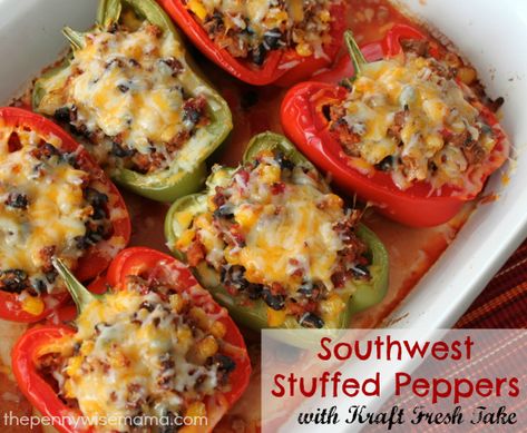 Southwest Stuffed Peppers, Ground Turkey Stuffed Peppers, Southwest Recipes, Stuffed Peppers Recipe, Stuffed Peppers Turkey, Peppers Recipes, Ground Turkey, Fresh Cilantro, Cooking Dinner