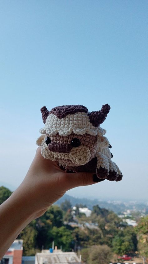 Avatar Appa Appa Cross Stitch, Crochet Appa Plushie, Crochet Appa Hat, Appa Crochet Pattern, Appa Costume, Appa Crochet, Avatar Appa, Appa Avatar, Crochet Storage