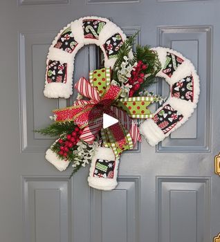 Snowman Door, Candy Cane Wreath, Yarn Wreath, Glue Sticks, Glue Gun, Christmas Crafts Decorations, Dollar Tree Diy, Dollar Tree, Tis The Season