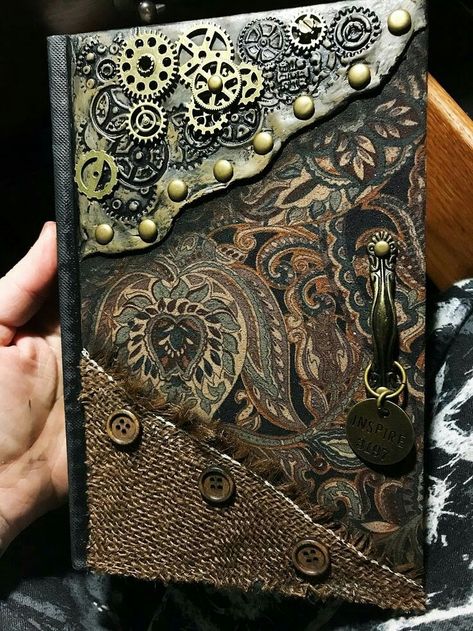 Steampunk Sketchbook, Steampunk Diy Crafts, Steampunk Mixed Media Art, Quick Doodles, Mini Sketch, Blank Sketchbook, Mixed Media Boxes, Steampunk Book, Steampunk Items