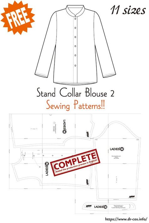 Cos Shirt, Mens Shirt Pattern, Crochet Tea Cozy, Stand Collar Blouse, Sewing Measurements, Japanese Sewing Patterns, Sewing Shirts, Mini Clothes, Free Sewing Patterns