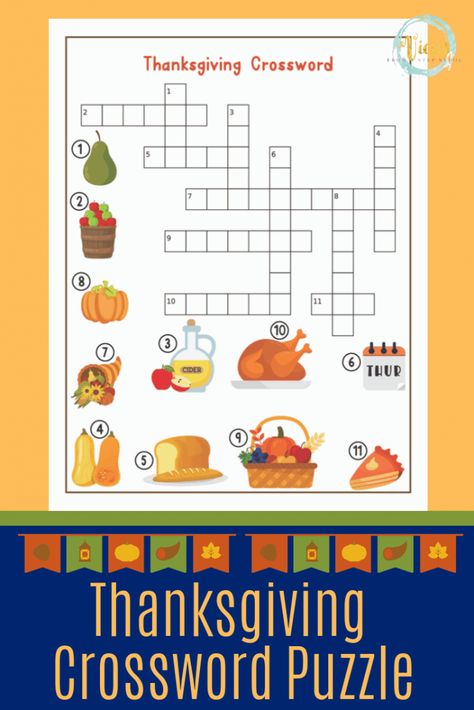 Thanksgiving Table Games, Thanksgiving Crossword Puzzle, Word Puzzles Printable, Thanksgiving Crossword, Thanksgiving Printable Games, Crosswords For Kids, Thanksgiving Puzzle, Crossword Puzzle Games, Kindergarten At Home