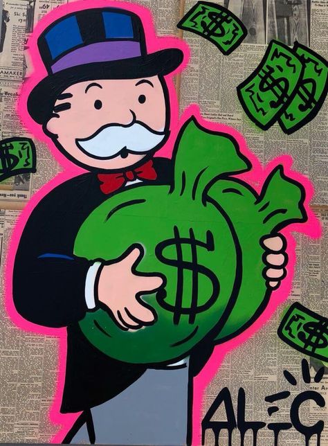 Graffiti Art Wall, Alec Monopoly, Hype Wallpaper, Pop Art Canvas, Dope Cartoon Art, Canvas Painting Designs, Graffiti Drawing, Pop Art Painting, Dope Art