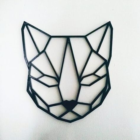 3d Printed Decoration, Geometric Cat Drawing, Cat Geometric Art, Geometric Dog Drawing, Simple Geometric Animals, Geometric Shapes Drawing, Dandelion Wall Decal, Geometric Dog, Paint Chip Art