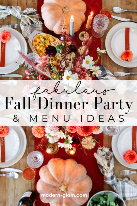 20 Person Dinner Party, Fall Entertaining Dinner Parties, Low Key Dinner Party, Fall Bbq Menu Ideas, Fall Al Fresco Dinner, Fall Dinner Party Entree, September Dinner Party Ideas, Light Dinner Party Menu Ideas, Pescatarian Dinner Party Menu Ideas