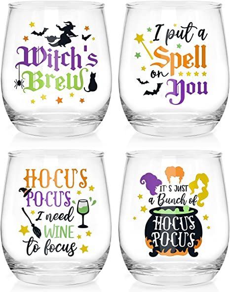 Halloween Witches Wine Glasses 4PCS Hocus Pocus Stemless Glass 12oz Gift Brew Sanderson Sisters Glass Tumbler for Ice Coffee Beer Beverages Funny Party Cup Favors Birthday Wedding Gifts Fall Peresnt Cup Favors, Birthday Dp, Halloween Wine Glasses, Favor Cups, Halloween Wine, Halloween Cups, Halloween Witches, Sanderson Sisters, Ice Coffee