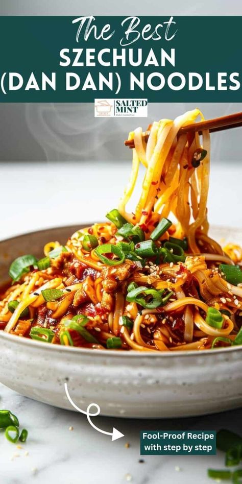 Asian Noodle Recipes Spicy, Pork Dan Dan Noodles, Chicken Noodle Asian Recipes, Noodles Dinner Recipes, Spicy Asian Noodle Soup, Easy Chinese Noodle Recipes, Vegan Dan Dan Noodles, Asian Noodle Side Dish, Chinese Spicy Noodles