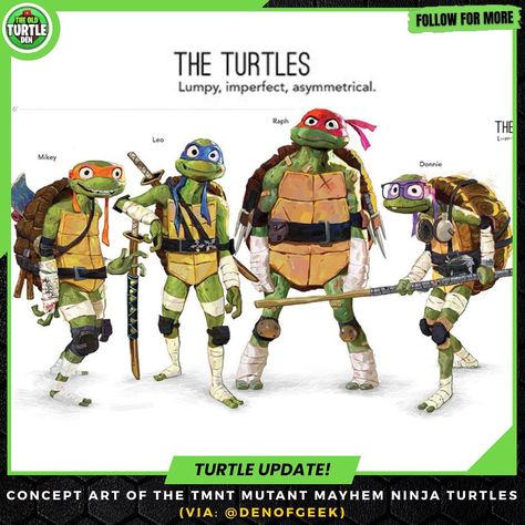 Concept art of the TMNT Mutant Mayhem Ninja Turtles (via: @denofgeek) . . . #tmnt #tmnt2012 #tmntcollector #tmnttoys #tmntleo #tmntmikey… | Instagram Tmnt 1987, Tmnt Mutant Mayhem, Ninja Turtles Mutant Mayhem, Cybernetic Arm, Mutant Mayhem, Turtle Tots, Arte Ninja, Tmnt Artwork, The Turtles