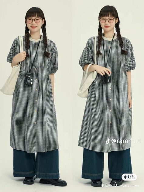 Sawako Clothes, Japanese Dress Outfit, Igari Fashion, Japanese Outfits Casual, Dress Over Jeans, Clueless Outfits, Modest Dresses Casual, Kawaii Fashion Outfits, Modest Fashion Outfits