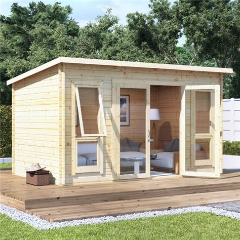 Garden Log Cabins, Corner Summer House, Backyard Cottage, Summer House Garden, Small Log Cabin, Summer Houses, Cabins For Sale, Backyard Studio, Log House