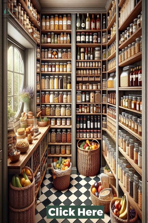 Best 38 Pantry Design Ideas Garden Vegetable Storage, Victorian Pantry Ideas, Wooden Storage Racks Ideas, Pantry Organization With Appliances, Rustic Walk In Pantry, Pantry With Windows, Storeroom Design, Farmhouse Pantry Design, Galley Pantry