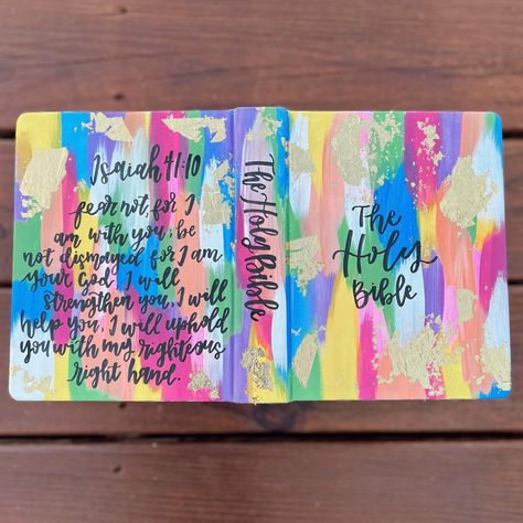 Looking for a unique gift idea this Christmas…. These hand painted bibles make the perfect gift! Message me to purchase 🩷 • #designsbyyyc #smallbusiness #smallbusinessowner #handpaintedbibles #handpaintedbiblecover #love #jesus #art #artgallery Painted Bible Cover, Hand Painted Bibles, Bible Painting, Painted Bible, Be Not Dismayed, Knotty Pine, Bible Covers, Jesus Art, Bible Journal