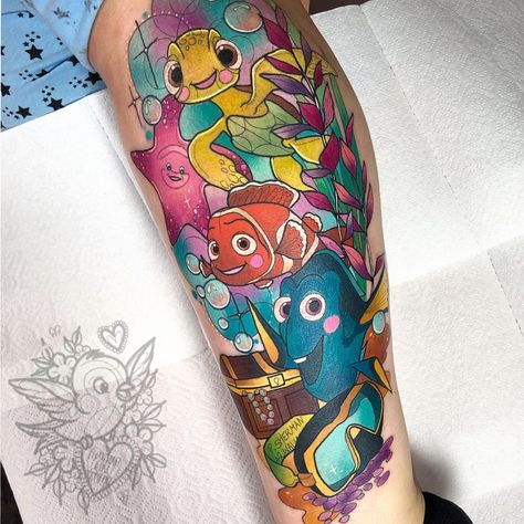 hanamai@live.co.uk on Instagram: “‘Just keep swimming’ . Start of a Disney leg sleeve starting with finding nemo! Thanks selina!! More Pixar please !! •SPACES AVAILABLE…” Nemo Tattoo Ideas, Finding Nemo Tattoo Ideas, Finding Nemo Tattoos, Disney Leg Sleeve, Finding Nemo Tattoo, Tattoo Ideas Disney, Nemo Tattoo, Coral Tattoo, Tattoos Disney