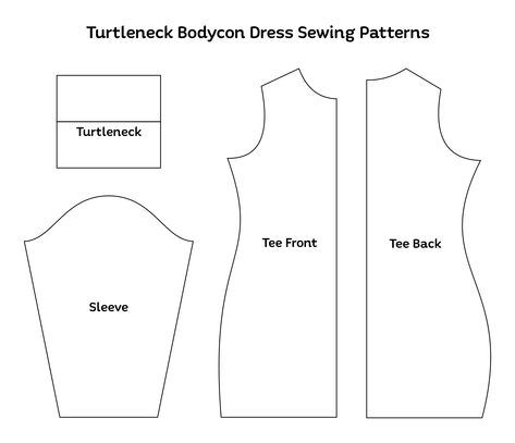 Bodycon Dress Sewing Pattern Free, Free Turtleneck Sewing Pattern, Dress Sewing Patterns Free Pdf, Diy Bodycon Dress Pattern, Bodice Pattern Free Printable, Turtleneck Dress Pattern, Turtle Neck Dress Pattern, Bodycon Dress Pattern Free, Free Projector Sewing Patterns