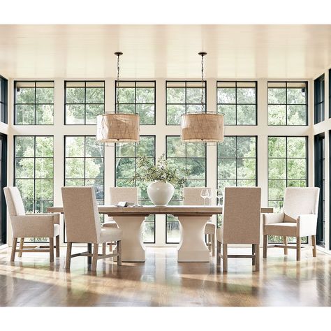 Bernhardt Aventura 318541x4+K1858x1+318542x2 7-Piece Dining Set | Baer's Furniture | Table & Chair Set - 7 +Pc Large Dining Room Table, Bernhardt Furniture, Rectangle Dining Table, Upholstered Side Chair, Large Table, Upholstered Arm Chair, California Style, Rectangular Dining Table, Dining Arm Chair