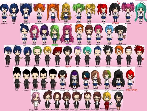 YS| all characters Yandere Simulator Characters Names, All Yandere Simulator Characters, Yandere Simulator Characters, Yandere Characters, Glow Up, Yandere Simulator, Purple Teal, Anime Crossover, Character Names