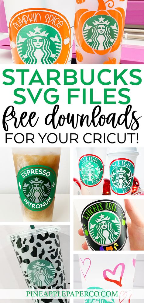 12+ FREE Starbucks SVG Files for Cold and Hot Reusable Starbucks Cups! Download an cut with a Cricut or Silhouette machine to make a custom Starbucks cup! #starbucks #diystarbucks #svg Cricut Starbucks Cup Svg Free, Starbucks Cup Cricut Svg, Starbucks Cup Svg File Free, Plastic Starbucks Cups Diy Ideas, Starbucks Cricut Svg, Cricut Starbucks Cup Ideas Vinyls, Free Svg Starbucks Cup, Starbucks Logo Svg File Free Cricut, Starbucks Cups Cricut