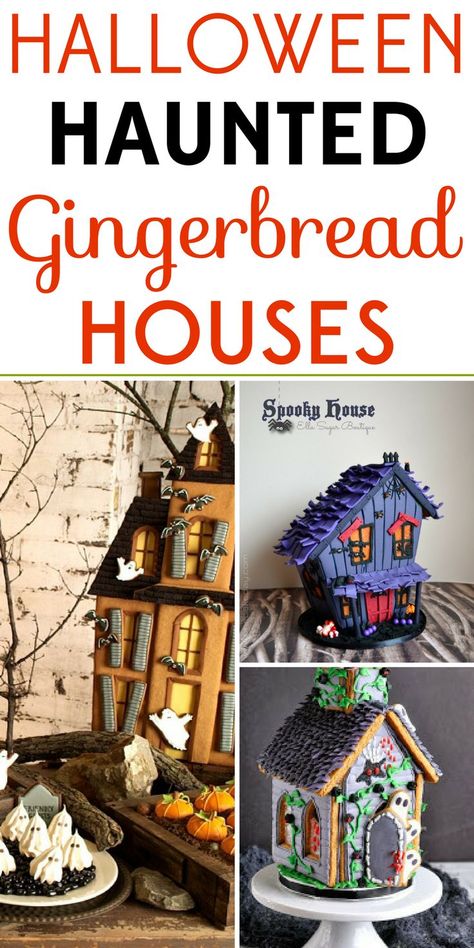 Gingerbread houses aren't just for Christmas anymore! Try Halloween haunted gingerbread houses for a fun twist on the traditional. Haunted Gingerbread House, Halloween Gingerbread House, Kids Halloween Food, Halloween Themed Food, Holiday Room Decor, Spooky House, Spooky Treats, Halloween Haunted Houses, Gingerbread Houses