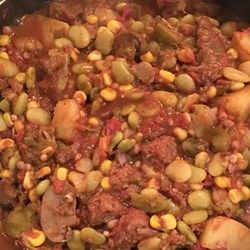 Southern Style Beef Stew - Allrecipes.com Lima Beans And Corn, Okra Stew, Okra And Tomatoes, Beans And Corn, Shoulder Roast, Southern Dishes, Beef Stew Meat, Stewed Tomatoes, Lima Beans