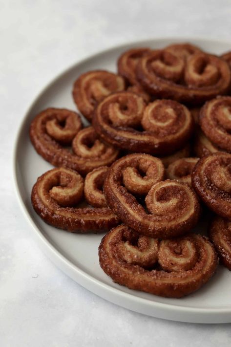 3-Ingredient Palmier Cookies Palmier Recipe, Peach Sorbet Recipe, Palmier Cookies, Vanilla Soft Serve, Cinnamon Sugar Recipes, Puff Pastry Apple, Cinnamon Sugar Pretzels, Air Fryer Recipes Appetizers, Sorbet Recipe