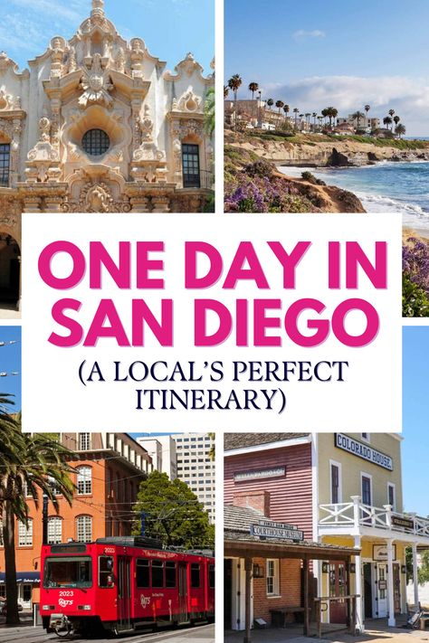 Local Ashleigh's guide is the only one day in San Diego itinerary you need! Includes popular attractions + hidden gems, restaurants, where to stay, & more. San Diego Itinerary, San Diego Travel Guide, Southern California Travel, San Diego Vacation, Long Weekend Trips, Visit San Diego, Beautiful California, San Diego Travel, California Coastal