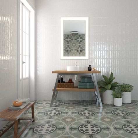 Tile Backsplash Kitchen, Patterned Bathroom Tiles, Terrazzo Tile, Concrete Look Tile, Terrazzo Tiles, Backsplash Kitchen, Feature Tiles, Encaustic Tile, Bathroom Tiles