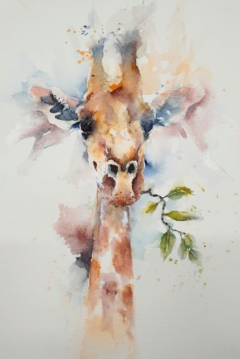 Loose Watercolor Paintings Animals, Watercolor Art Animals Beautiful, Abstract Watercolor Animals, Loose Watercolor Animals, Painting With Leaf, Colorful Giraffe Painting, Watercolor Animals Easy, Watercolor Art Animals, Watercolor Animal Paintings