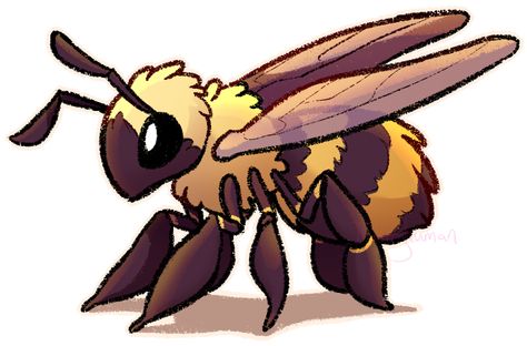 Fluffy Bee, Bugs Drawing, Bee Cute, Bee Drawing, Cute Bear Drawings, Bug Art, Cute Animal Drawings Kawaii, Creature Drawings, Insect Art