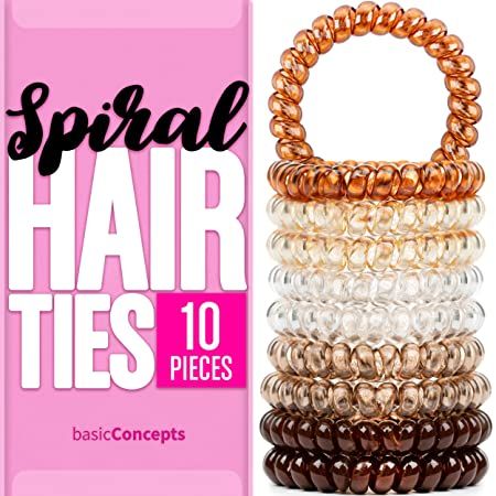 Amazon.com : Spiral Hair Ties (10 Pieces), Coil Hair Ties for Thick Hair, Ponytail Holder Hair Ties for Women (Assorted Colors), No Crease Hair Ties, Phone Cord Hair Ties for all Hair Types with Plastic Spiral : Beauty No Crease Hair Ties, Coil Hair Ties, Spiral Hair Ties, Ties For Women, Curly Hair Accessories, Hair Coils, Tie For Women, Hair Ponytail, Elastic Hair Ties