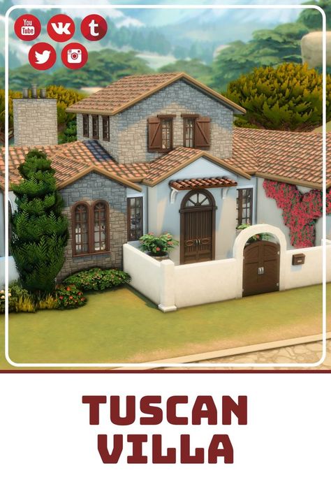 Speed build available here - JuliaFilms Sims 4 House Design, Tuscan Villa, Sims House Plans, Sims 4 Build, Sims 4 Houses, Sims House, The Sims 4, 2 Bedroom, The Sims