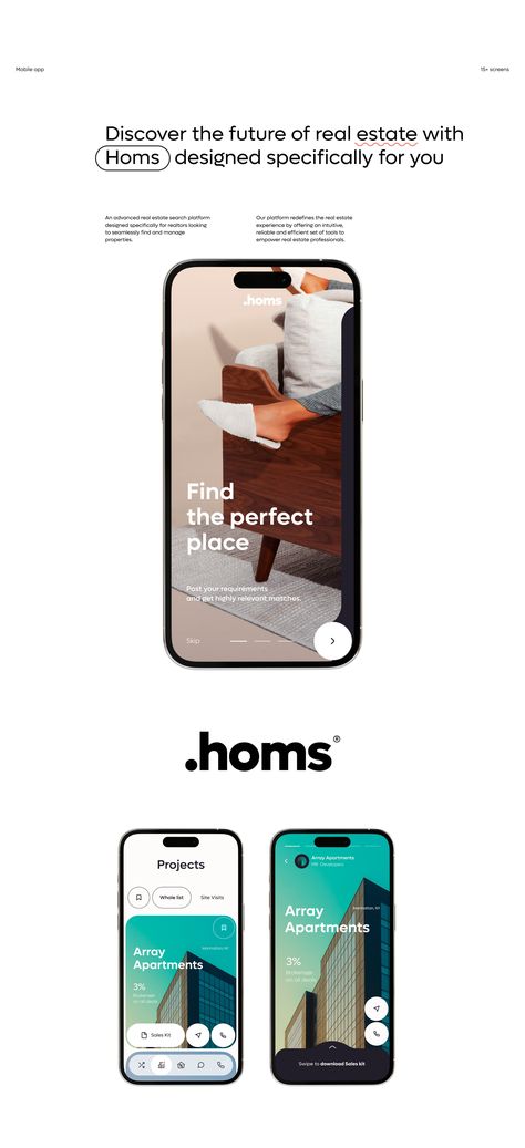 Homs Real Estate Property App - UX UI Design :: Behance Real Estate App, Sales Kit, Real Estates Design, Apartment Projects, Real Estate Property, Online Application, Ux Ui, Ui Ux Design, Real Estate Professionals