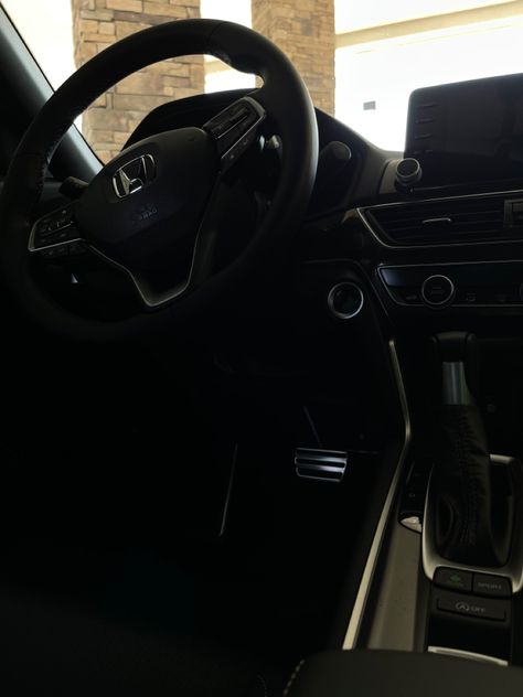 Black Honda Accord Interior, New Honda Aesthetic, All Black Honda Accord, Black Honda Accord Aesthetic, Honda Accord Sport Aesthetic, Honda Car Aesthetic, Honda Accord Sport Black, Blacked Out Honda Accord, Honda Accord Aesthetic